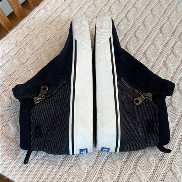 Women’s 7.5 KEDS Suede/denim Fabric-Side Outer Zip Sneakers black/dark gray - Picture 11 of 11